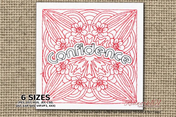 Confidence Word Redwork Embroidery Review