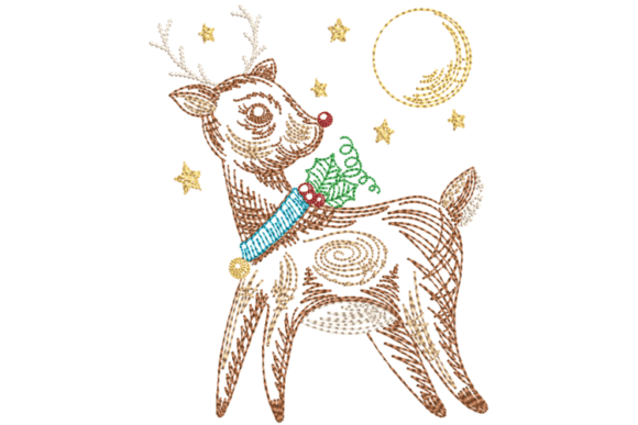 Review: Christmas Reindeer and Moon Embroidery for Apparel