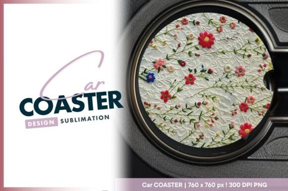 Review: Embroidery Flowers Round Car Coaster Png