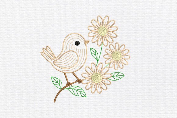 Review: Outline Bird Daisies Embroidery for Merch