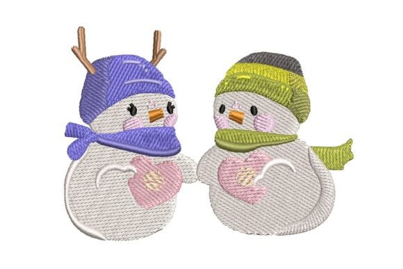 Sweet Snowman Couple with Hearts Design Review